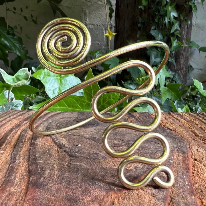 Spiral Brass Arm Bracelet / Boho / Tribal / Bangle / Ethnic / Rustic / Bohemian / Hippie / Body Jewellery / Festival Fashion / Adjustable