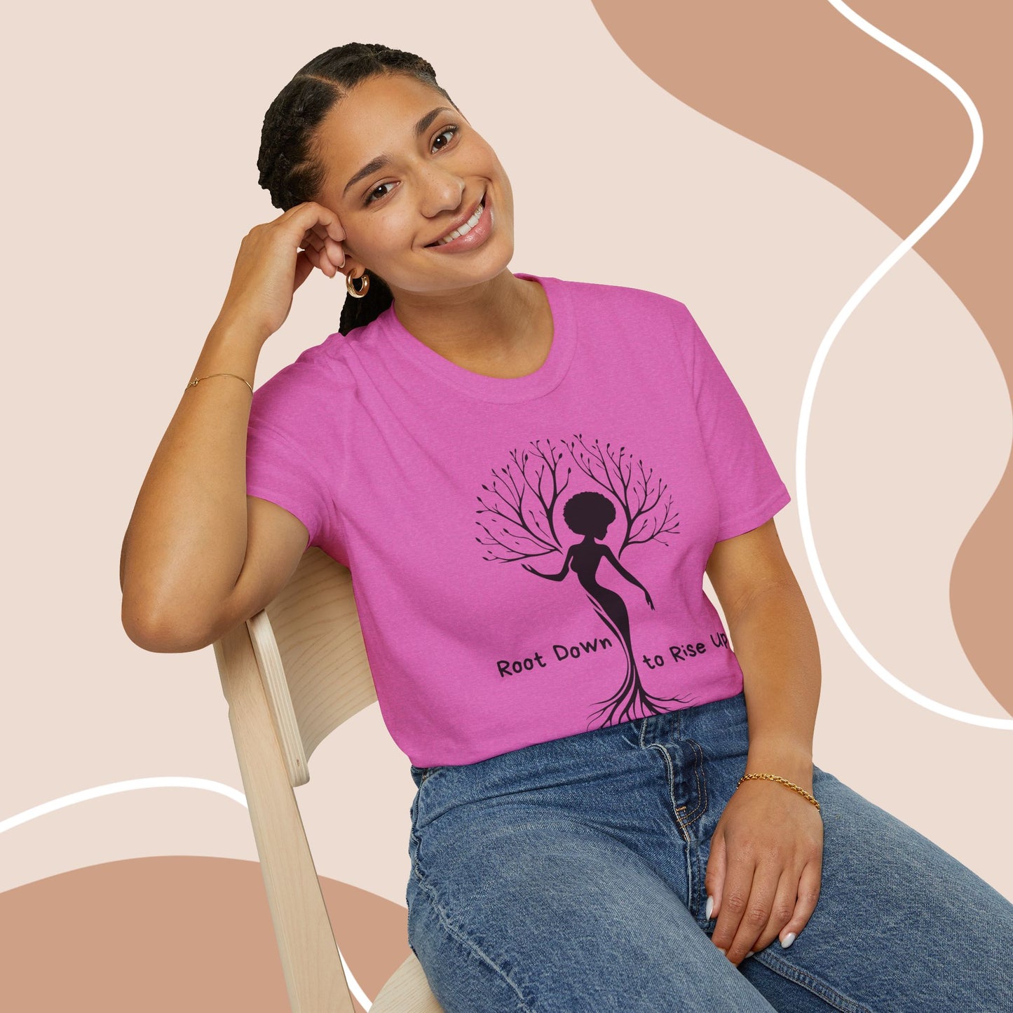 Root Down to Rise Up Tee - Earth-Aligned Yoga Tee or Grounding Graphic T-Shirt