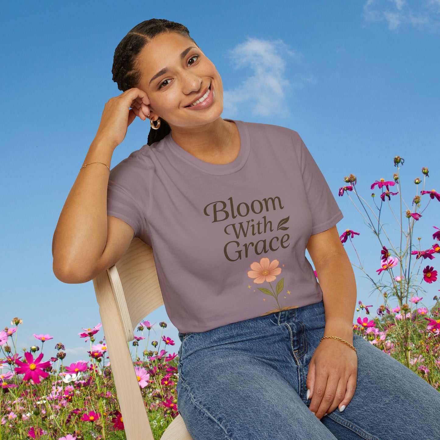 Bloom With Grace – Botanical Empowerment T-Shirt