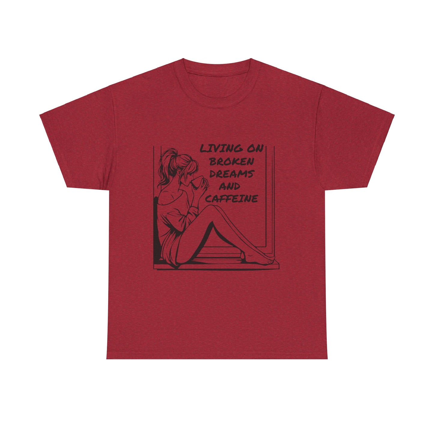 Broken Dreams and Caffeine Unisex Heavy Cotton Tee