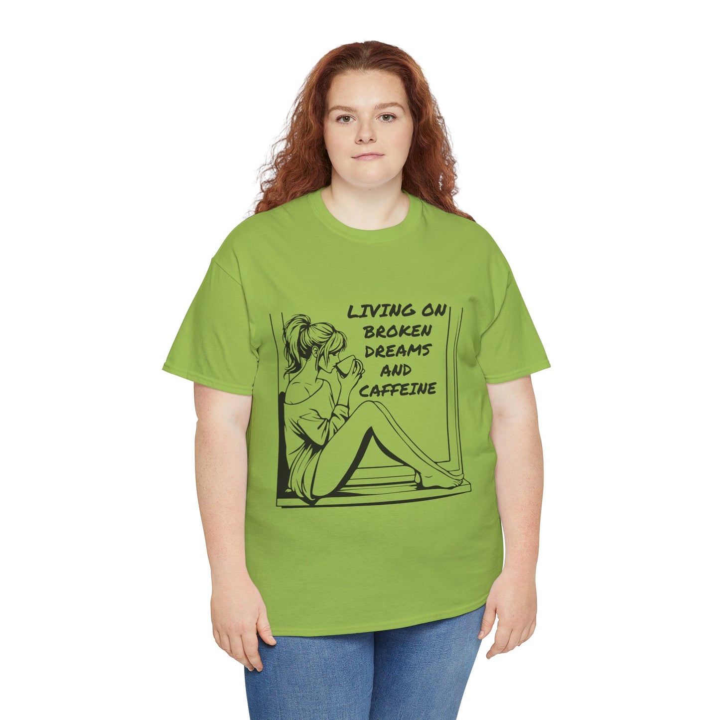 Broken Dreams and Caffeine Unisex Heavy Cotton Tee