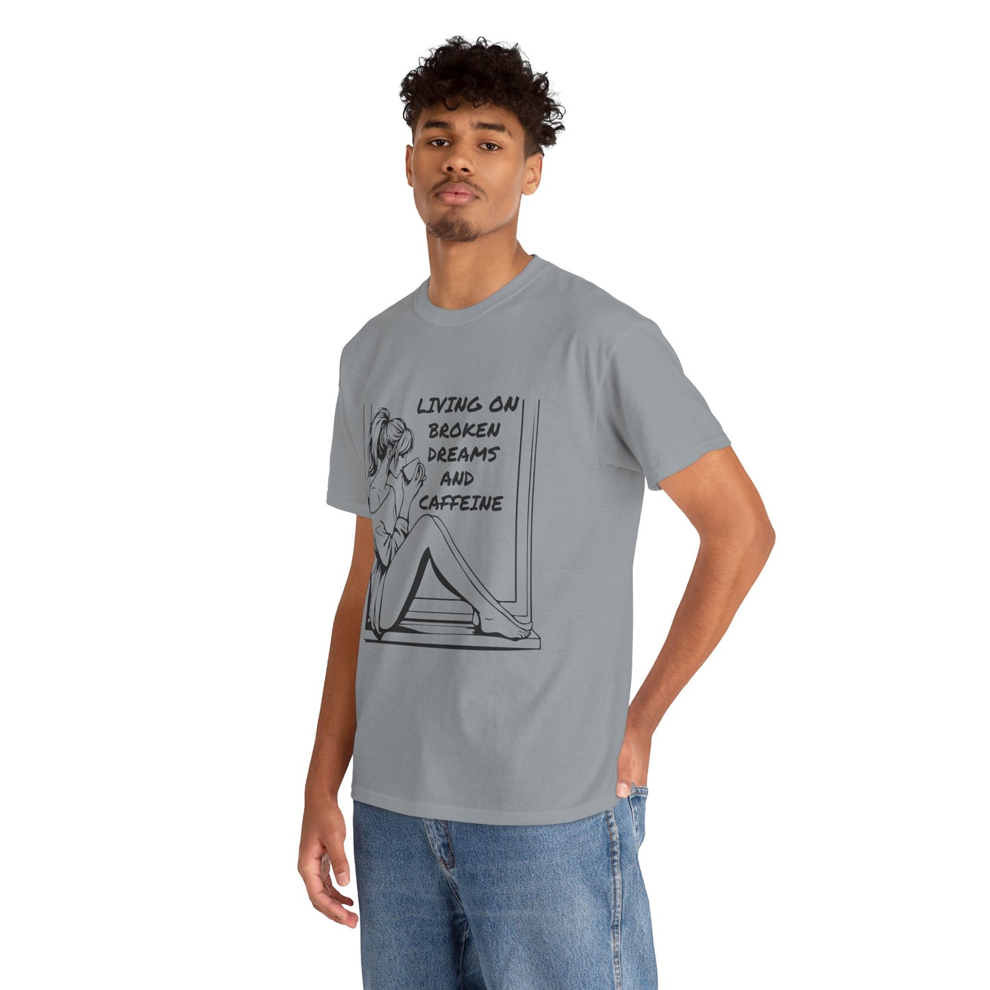 Broken Dreams and Caffeine Unisex Heavy Cotton Tee