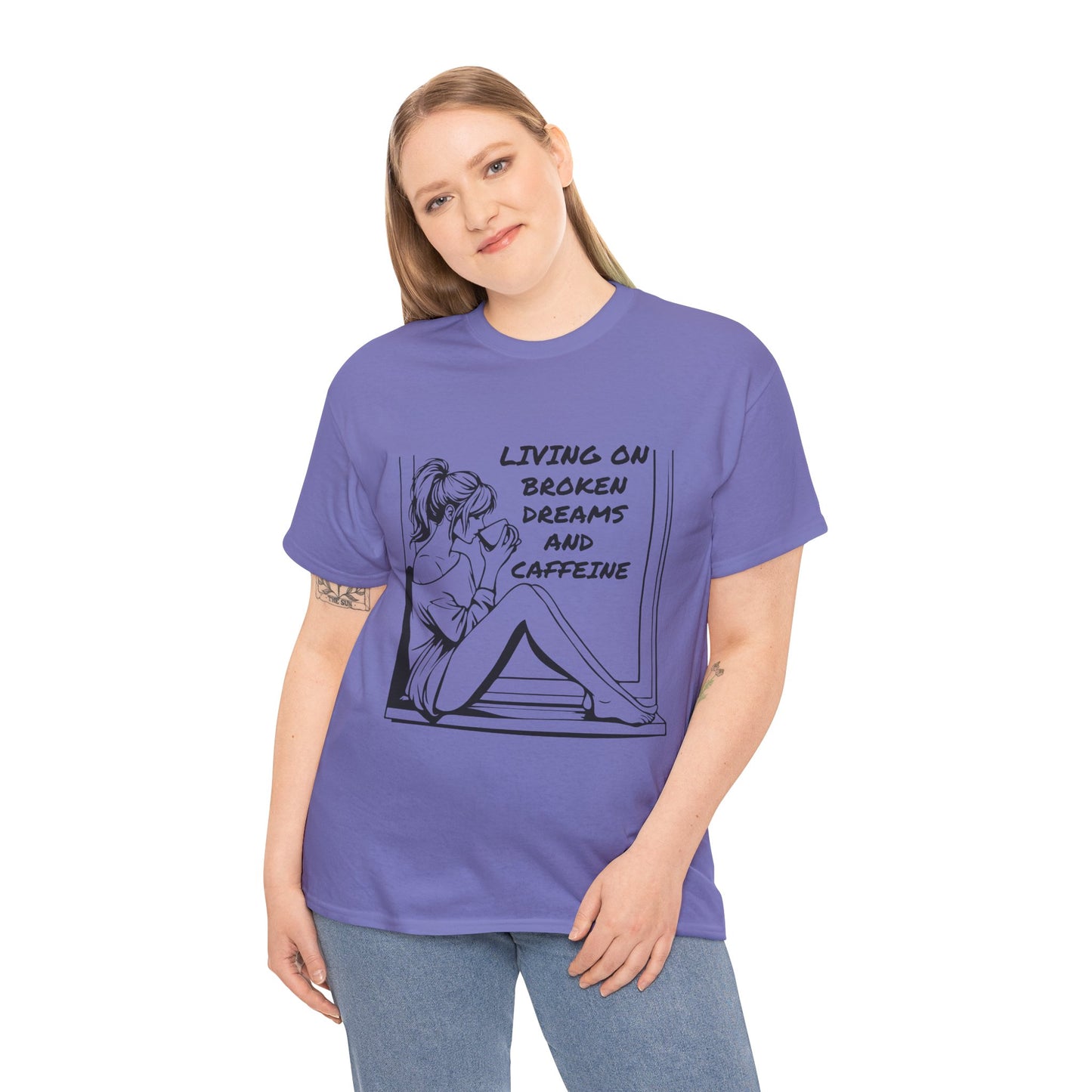 Broken Dreams and Caffeine Unisex Heavy Cotton Tee