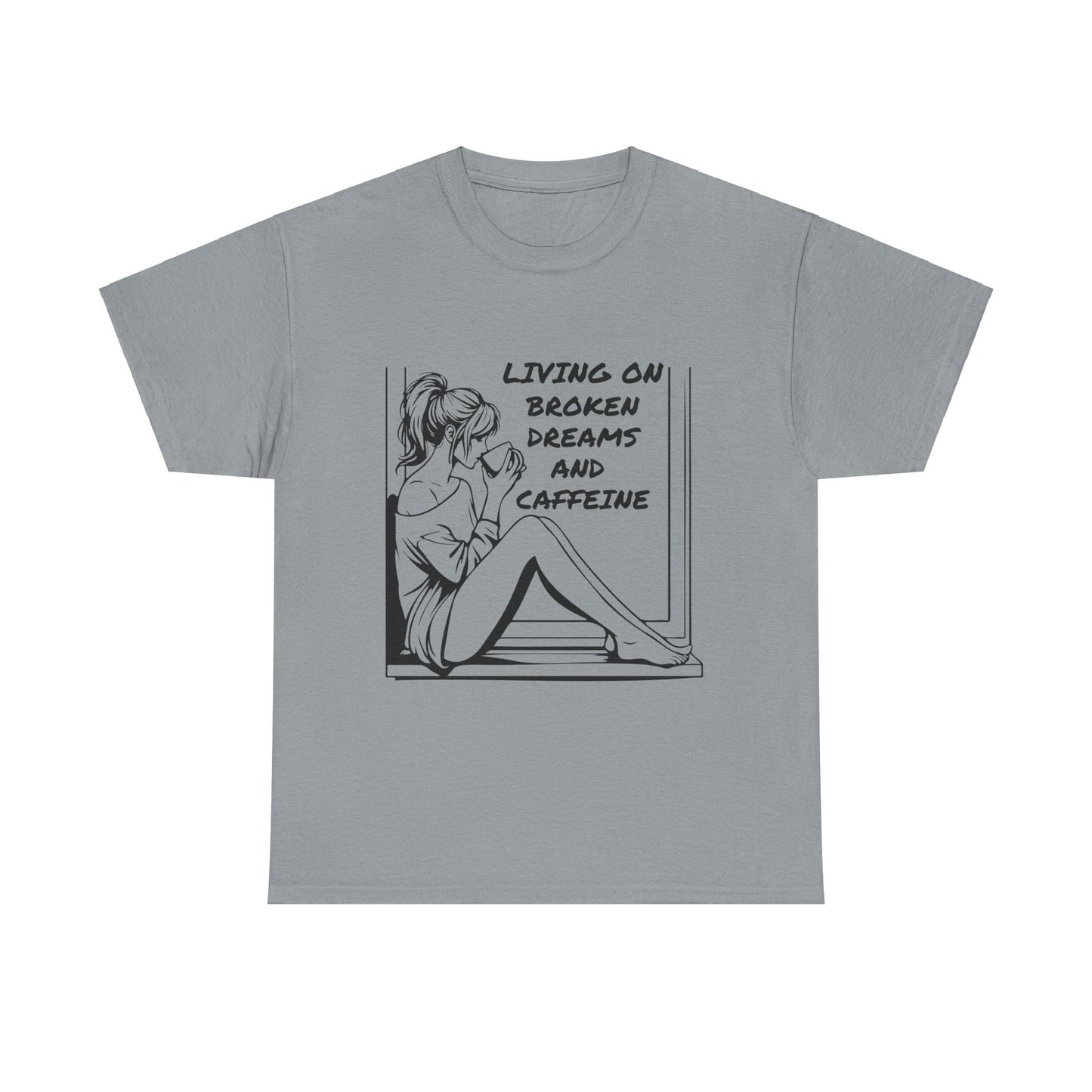 Broken Dreams and Caffeine Unisex Heavy Cotton Tee