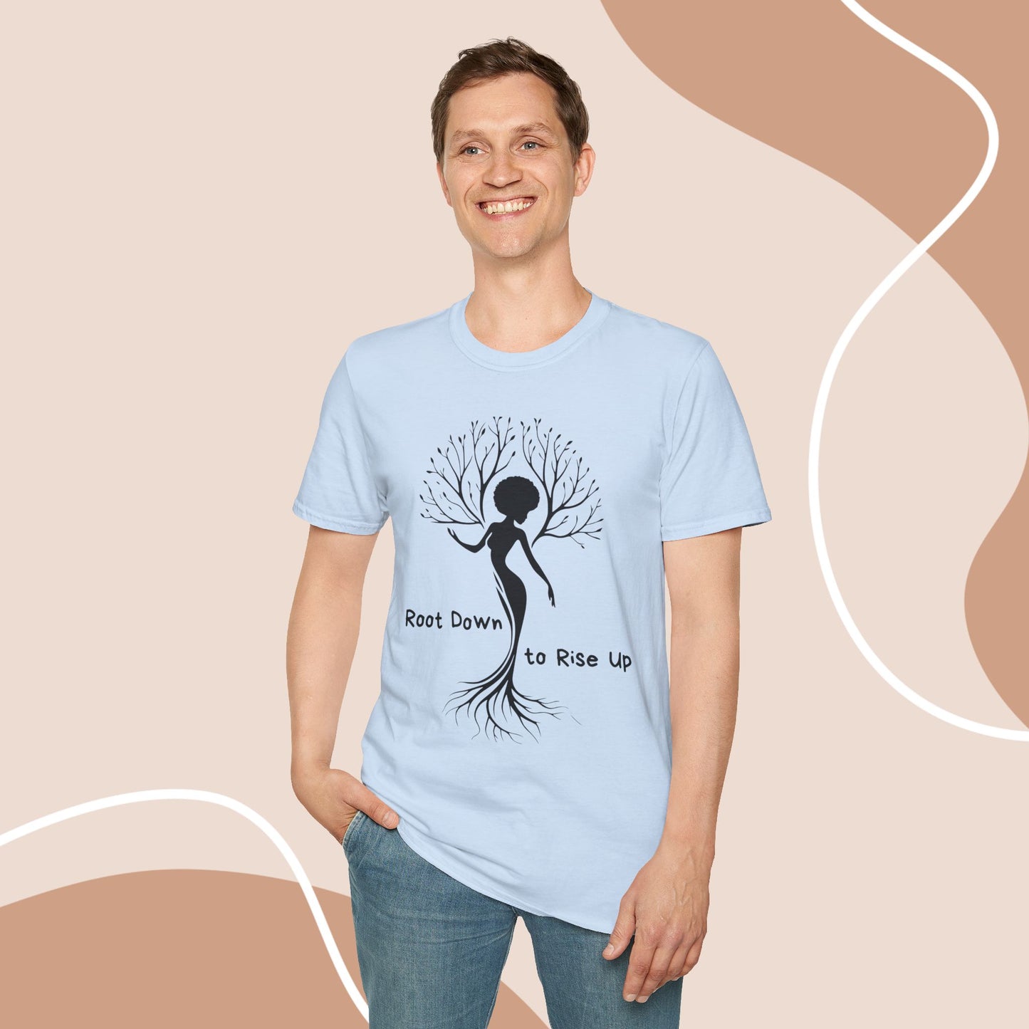 Root Down to Rise Up Tee - Earth-Aligned Yoga Tee or Grounding Graphic T-Shirt