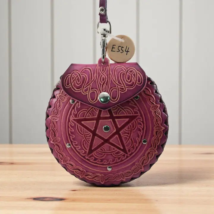 Handmade Leather Pentagram Coin Purse & Wristlet Wallet