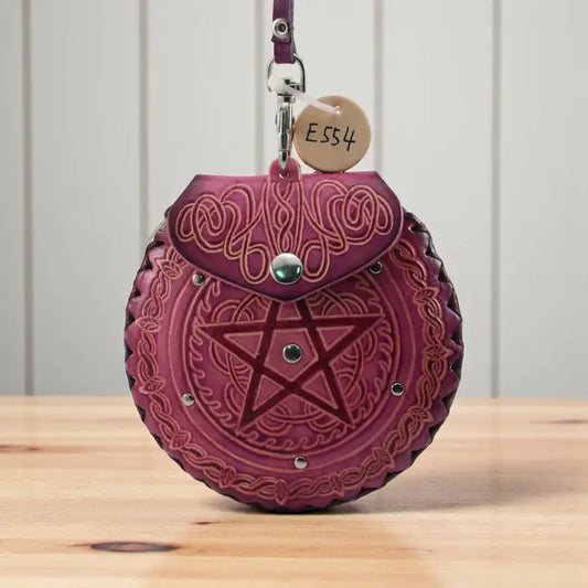 Handmade Leather Pentagram Coin Purse & Wristlet Wallet