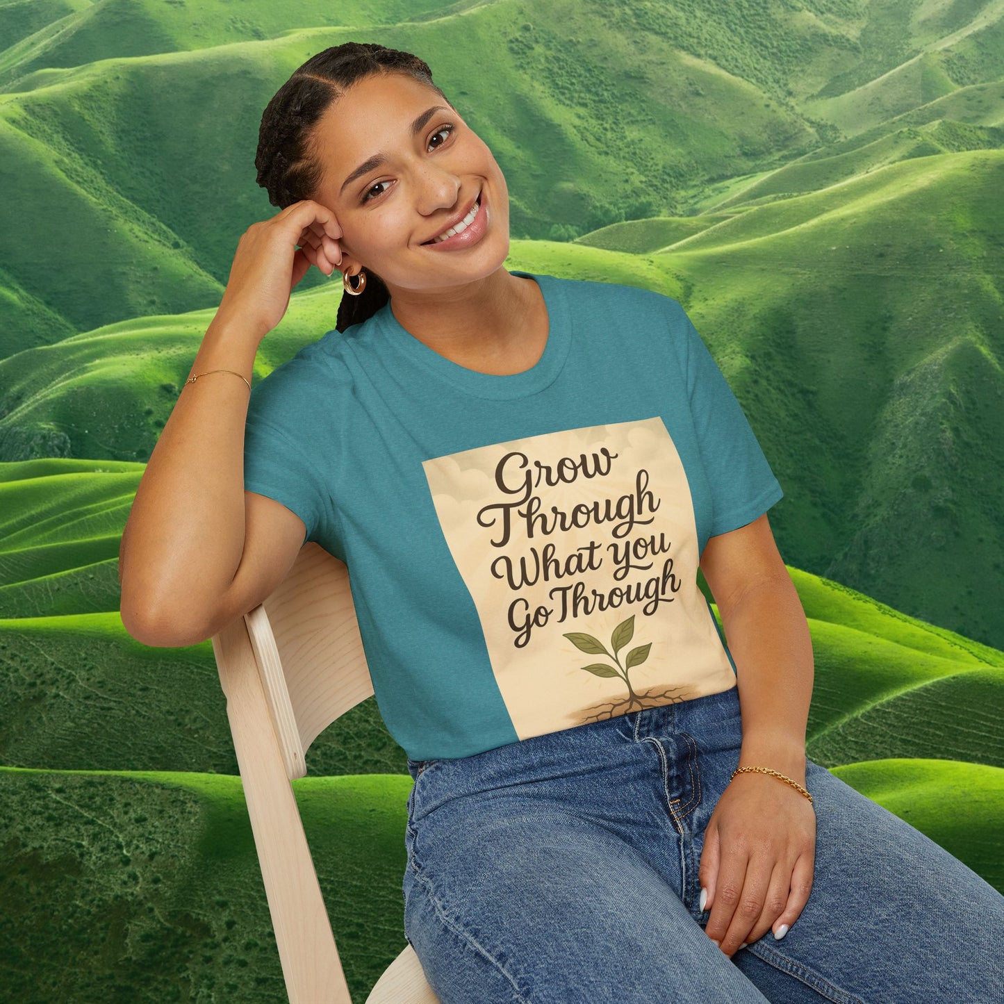 Grow Through What You Go Through – Botanical Affirmation Tee