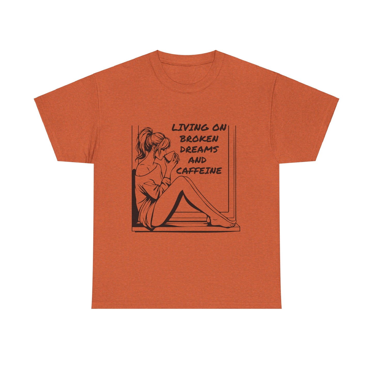 Broken Dreams and Caffeine Unisex Heavy Cotton Tee