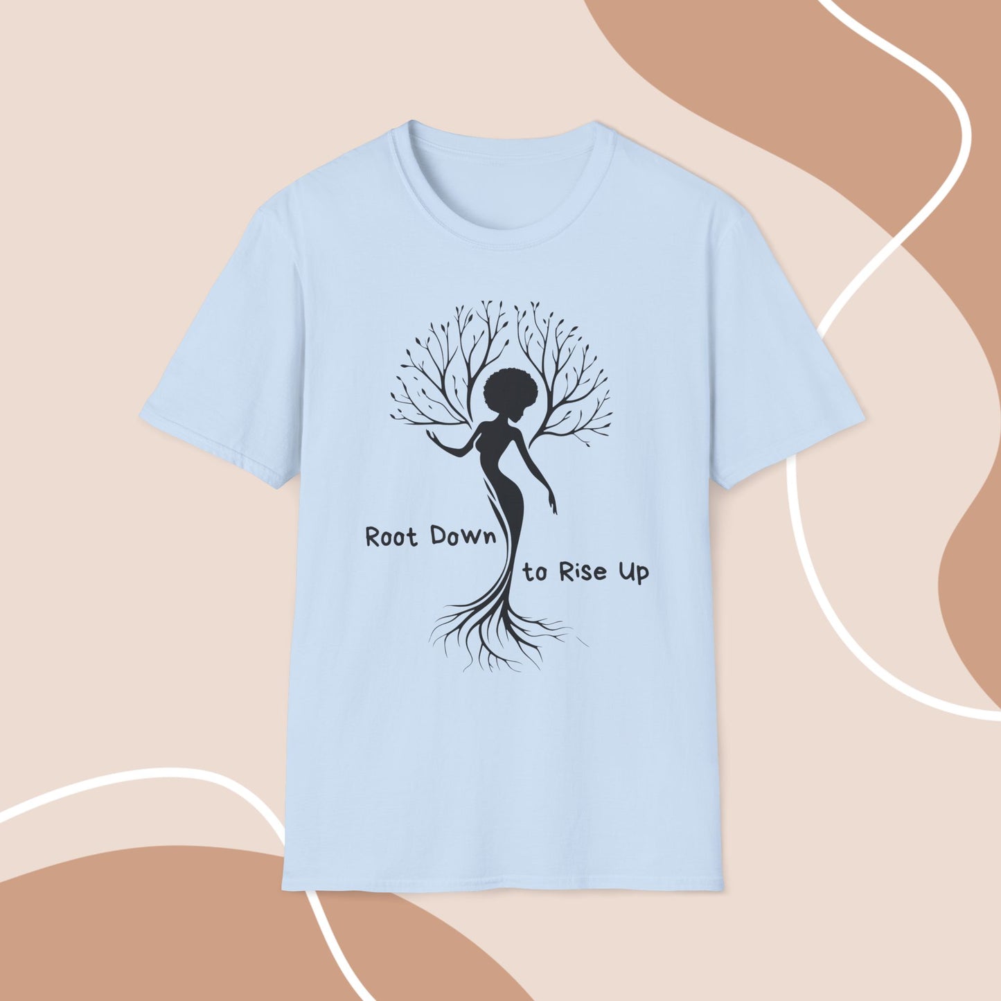 Root Down to Rise Up Tee - Earth-Aligned Yoga Tee or Grounding Graphic T-Shirt