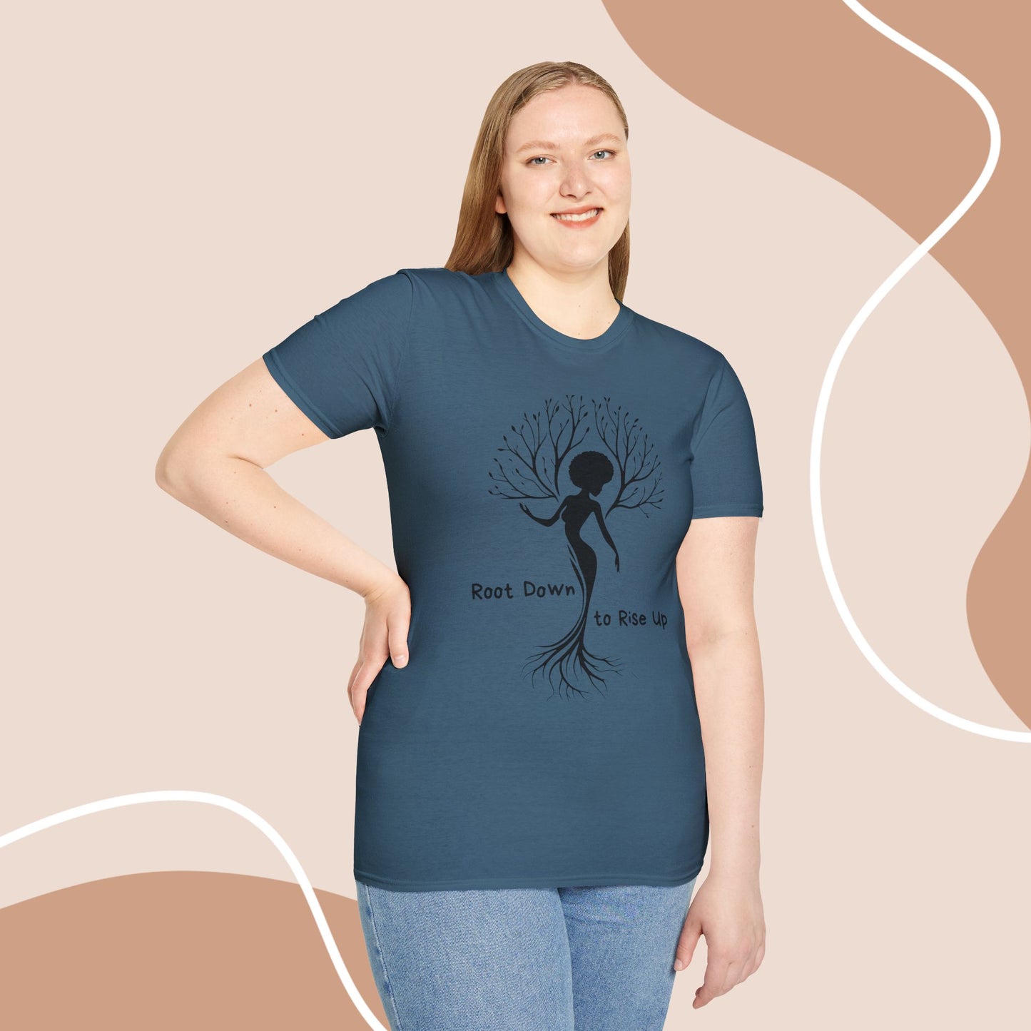 Root Down to Rise Up Tee - Earth-Aligned Yoga Tee or Grounding Graphic T-Shirt