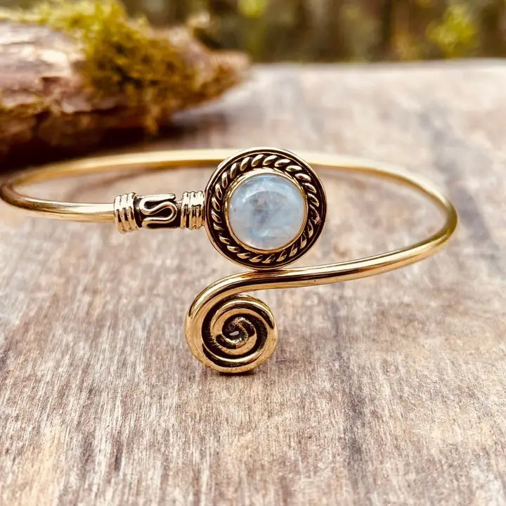 Handmade Golden Moonstone Spiral Bracelet