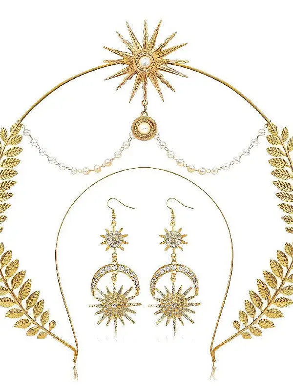 Celestial Starburst Goddess Crown & Earring Set
