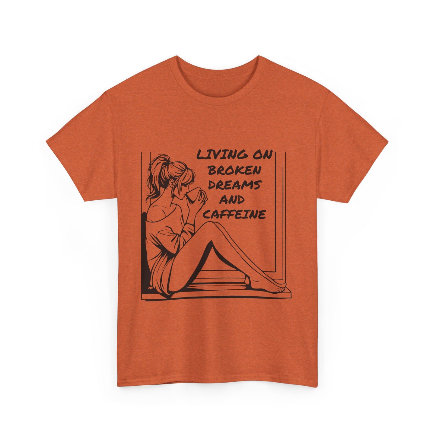 Broken Dreams and Caffeine Unisex Heavy Cotton Tee