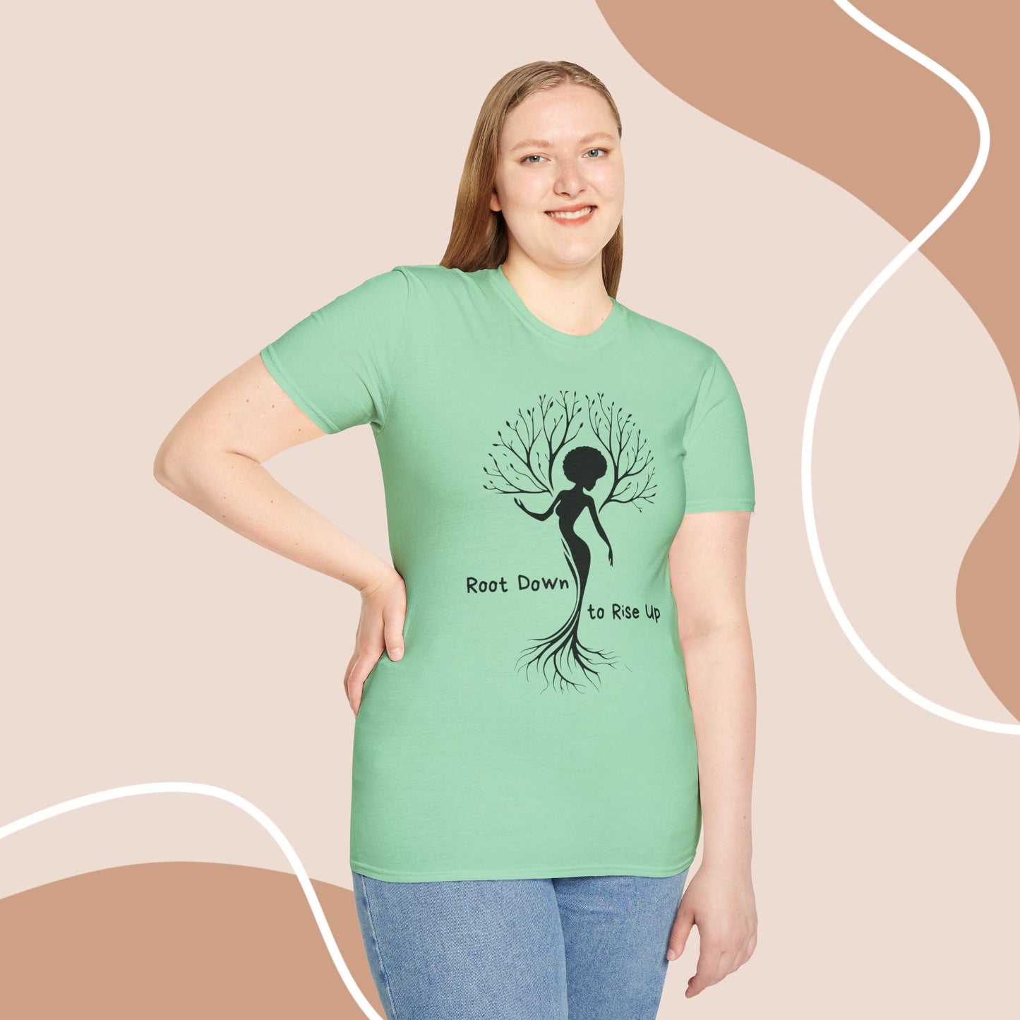 Root Down to Rise Up Tee - Earth-Aligned Yoga Tee or Grounding Graphic T-Shirt