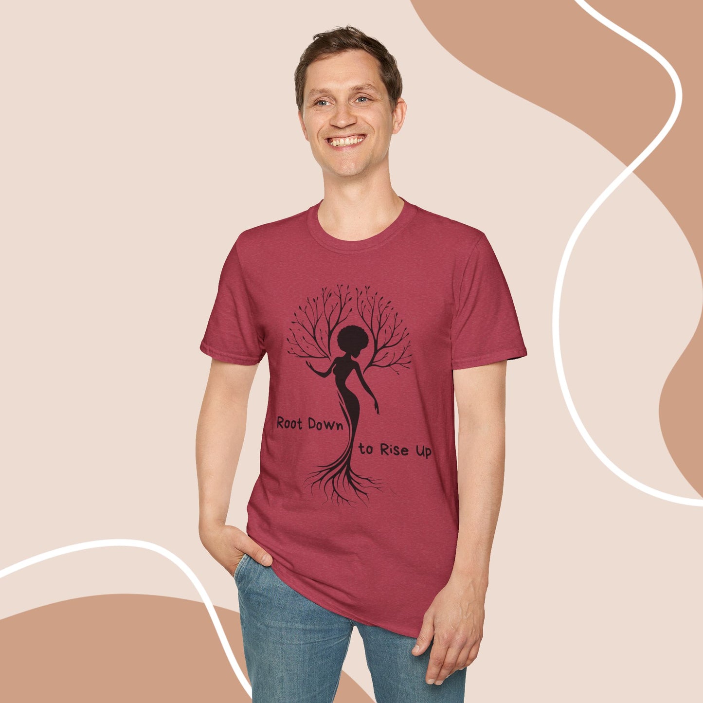Root Down to Rise Up Tee - Earth-Aligned Yoga Tee or Grounding Graphic T-Shirt