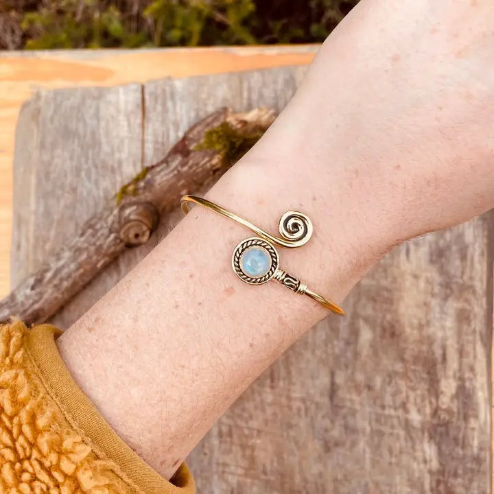 Handmade Golden Moonstone Spiral Bracelet