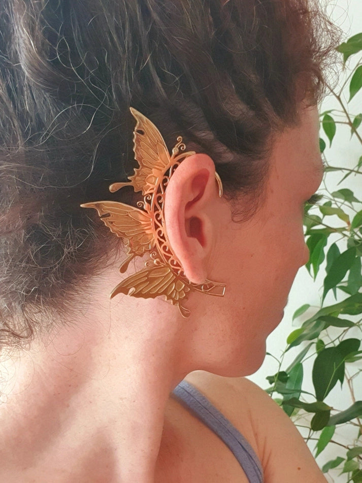 Handmade Golden & Silver Fairy Wings Ear Cuff