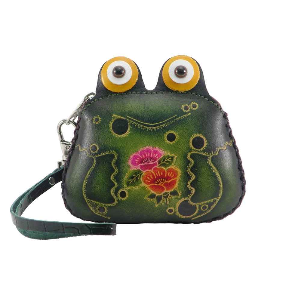 Handmade Leather Frog Coin Purse & Wristlet Wallet