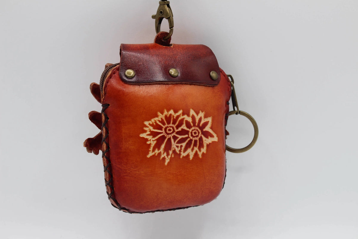 Handmade Leather Axolotl Coin Purse & Wristlet Wallet