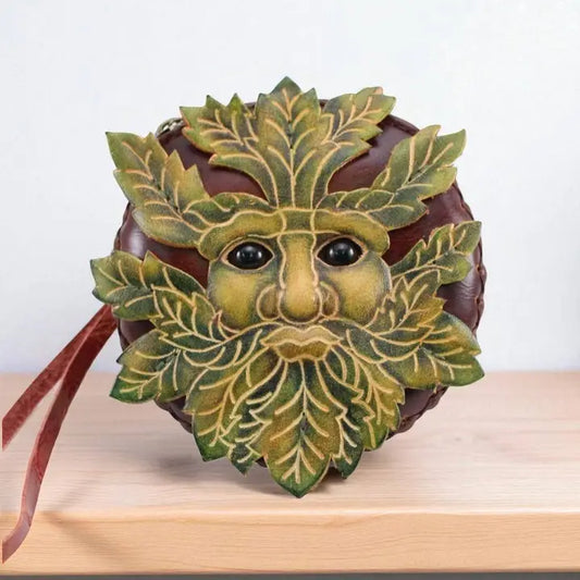 Handmade Leather Green Man Coin Purse & Wristlet Wallet