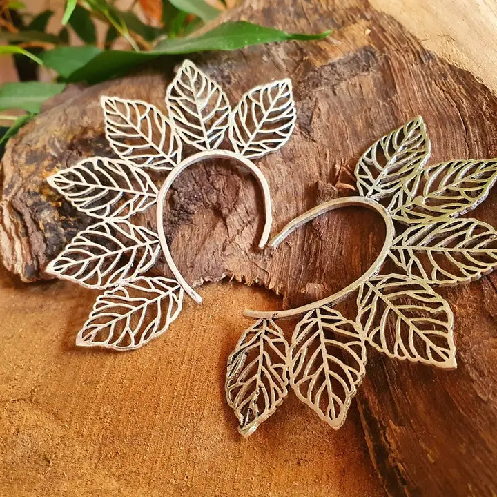 Handmade Brass & Silver Leaf Ear Cuff