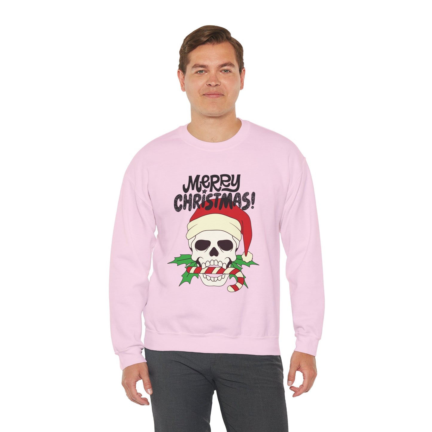 Skull & Candy Cane Cotton Unisex Heavy Blend™ Crewneck Sweatshirt