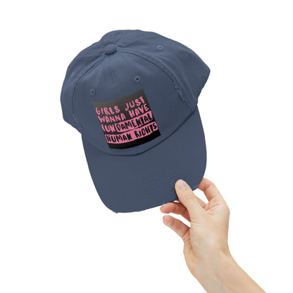 Girls Fundamental Rights Unisex Distressed Cap - Eccentricity Emporium LLC