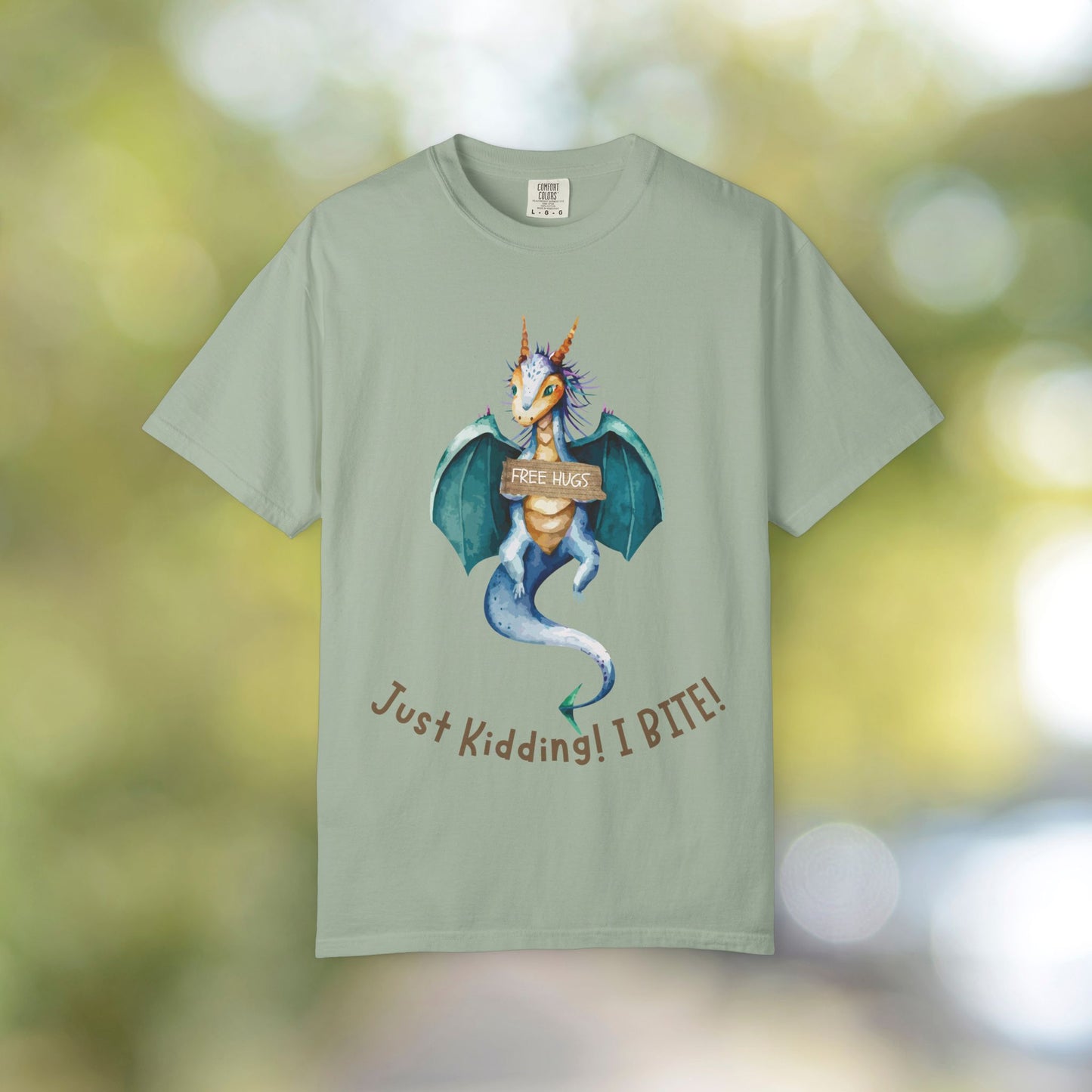 Just Kidding! I Bite Dragon T-Shirt — Cute Sarcastic Fantasy Tee
