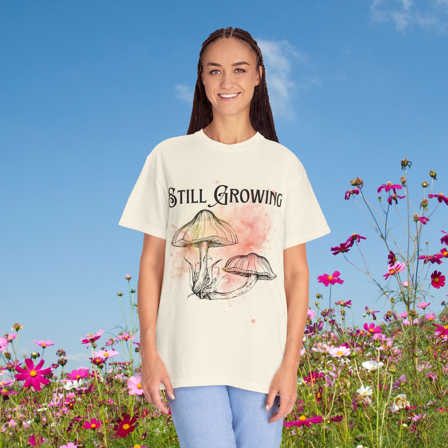 Still Growing Botanical Affirmation Tee | Grace and Growth Nature Inspired Shirt