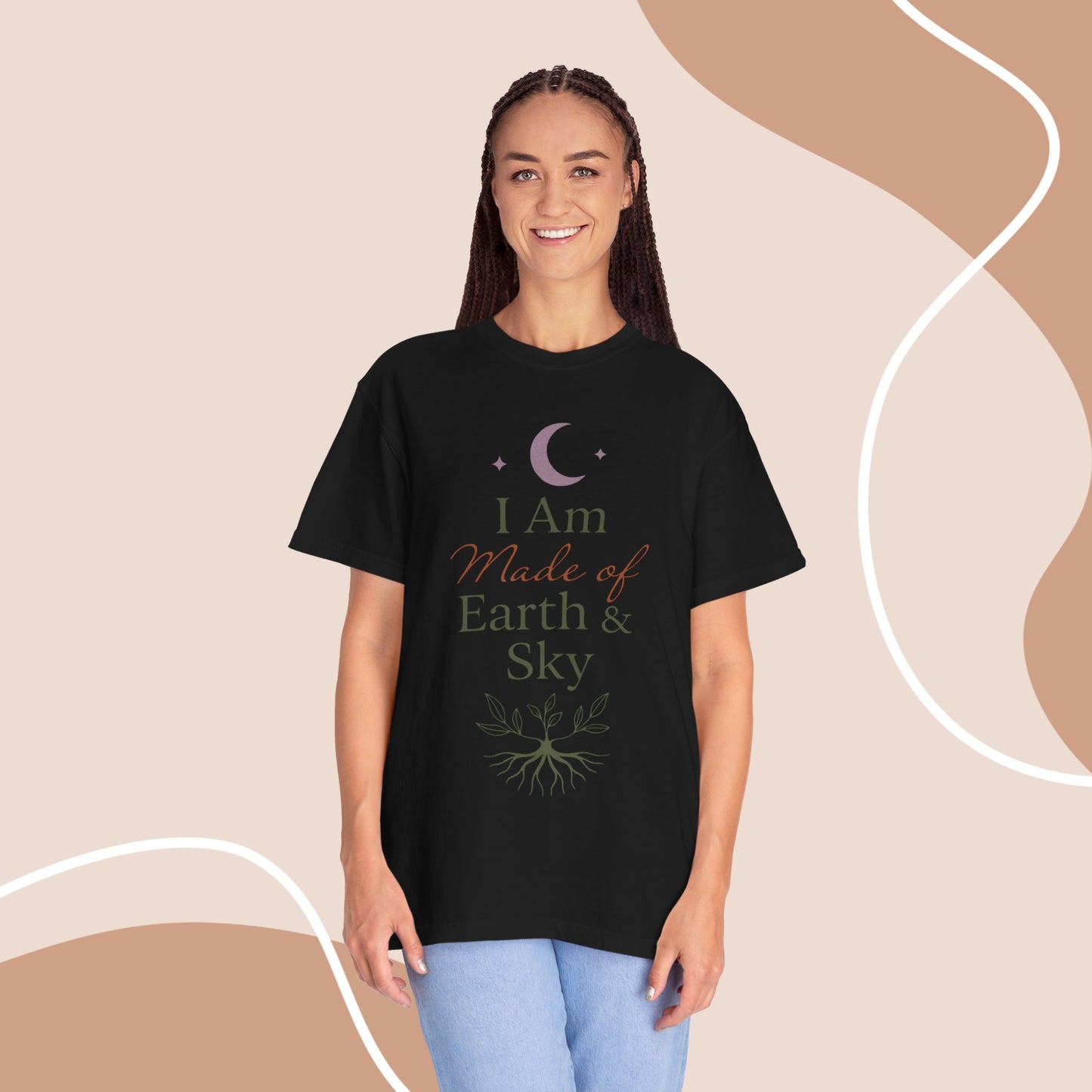 Earth & Sky Celestial Graphic Tee | Spiritual Nature Aesthetic Unisex Comfort Shirt