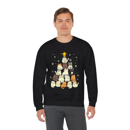 Cat Christmas Tree Unisex Heavy Blend™ Crewneck Sweatshirt