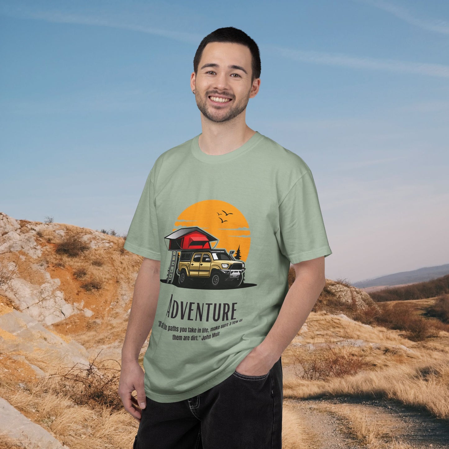 Adventure Awaits – Overland Sunset Rooftop Tent Tee