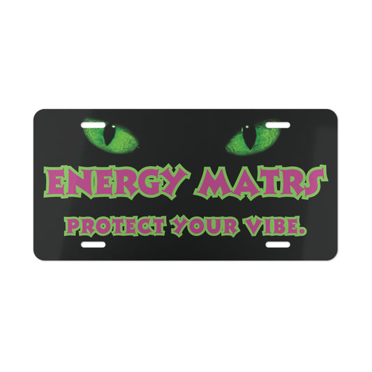 ENERGY MATRS Front License Plate – Psychic Shield Design with Neon Vibes