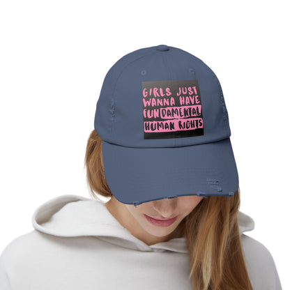 Girls Fundamental Rights Unisex Distressed Cap - Eccentricity Emporium LLC