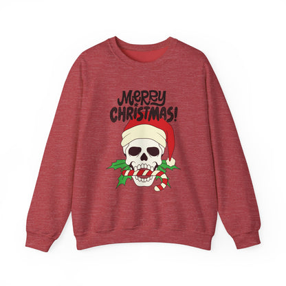 Skull & Candy Cane Cotton Unisex Heavy Blend™ Crewneck Sweatshirt