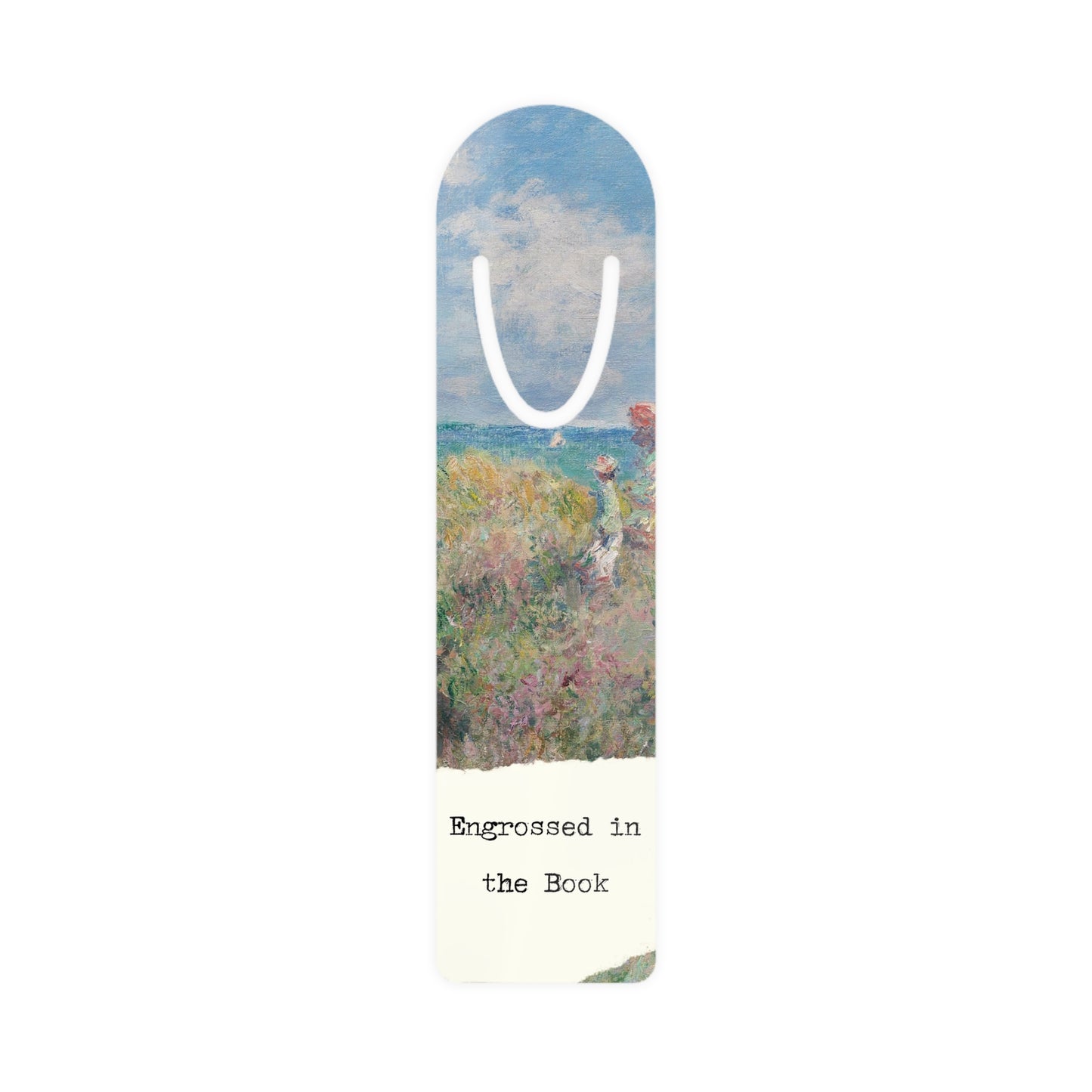 Engrossed in the Book Metal Bookmark — Impressionist Floral Design