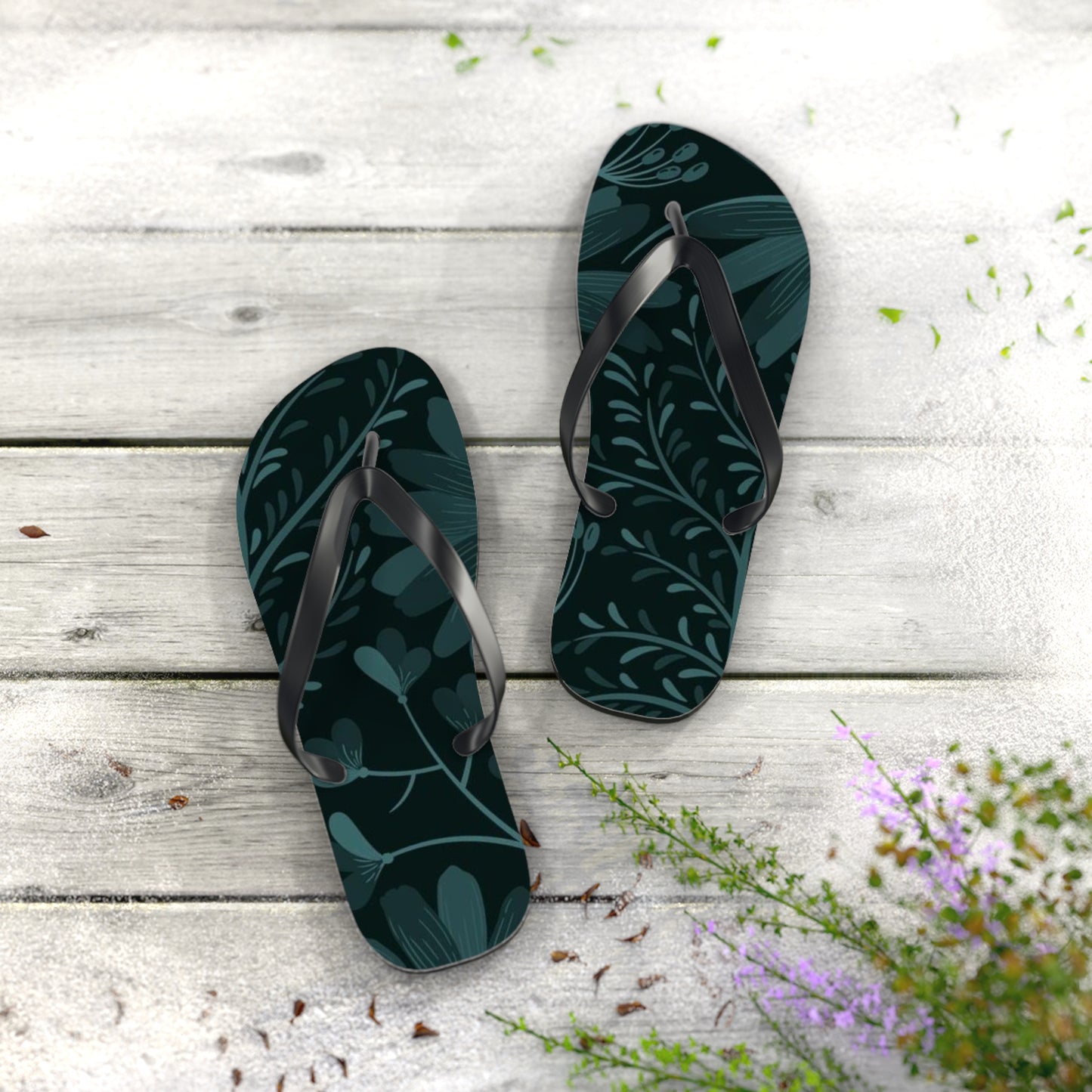 Dark Flowers Flip Flops - Eccentricity Emporium LLC