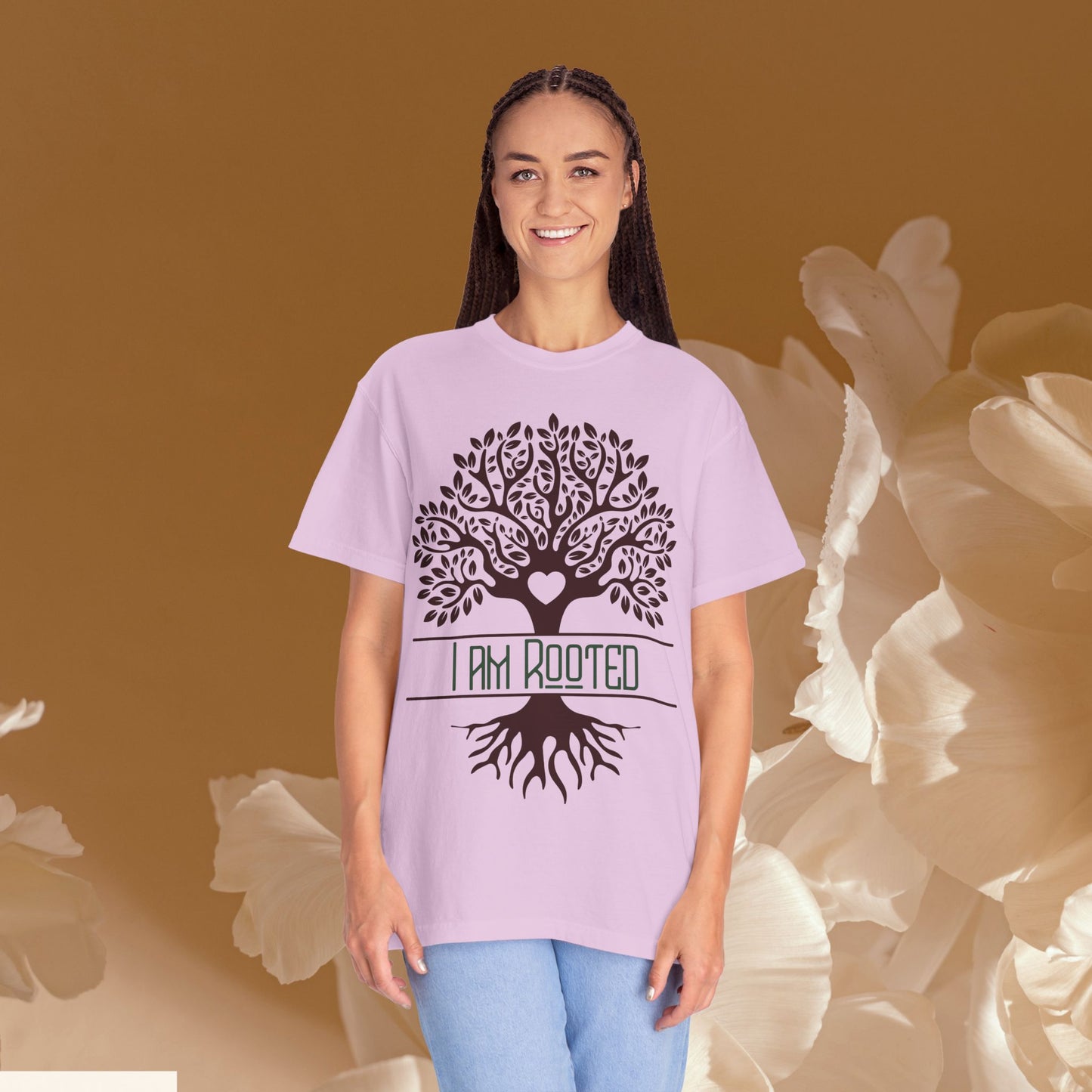 I Am Rooted Botanical Tree Tee | Heart-Centered Grounding Shirt | Yoga & Mindfulness Graphic