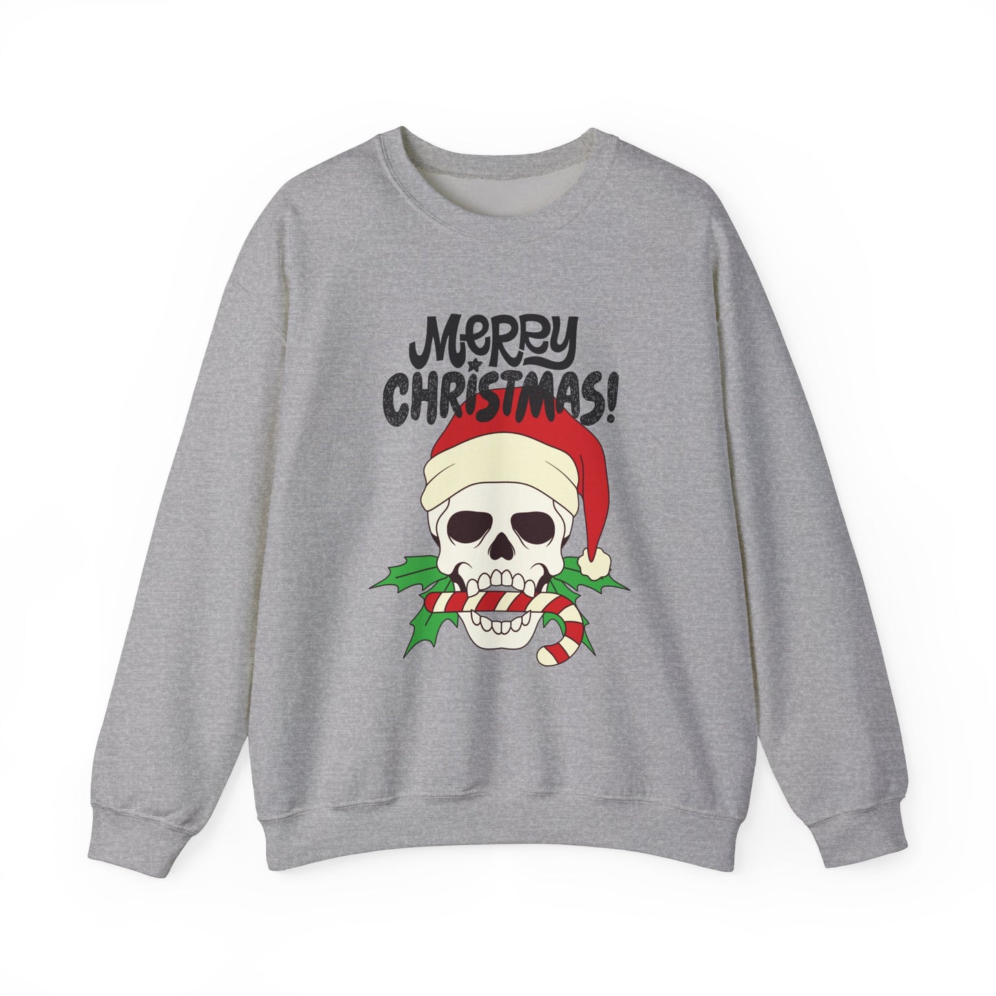 Skull & Candy Cane Cotton Unisex Heavy Blend™ Crewneck Sweatshirt