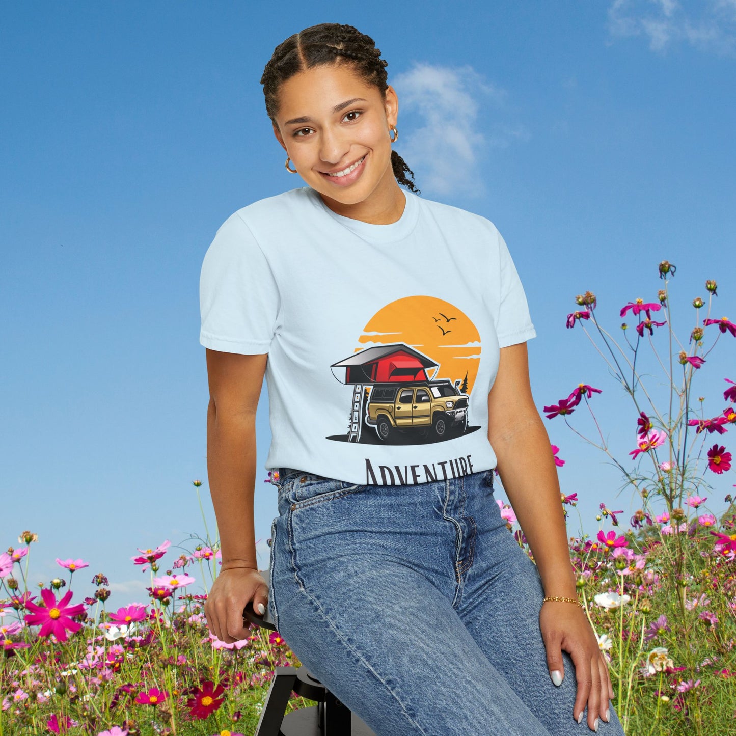 Adventure Awaits – Overland Sunset Rooftop Tent Tee