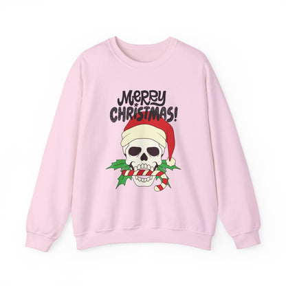 Skull & Candy Cane Cotton Unisex Heavy Blend™ Crewneck Sweatshirt