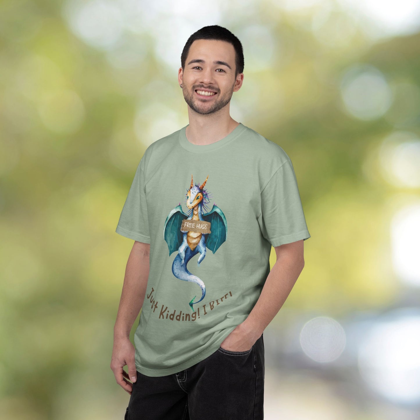 Just Kidding! I Bite Dragon T-Shirt — Cute Sarcastic Fantasy Tee