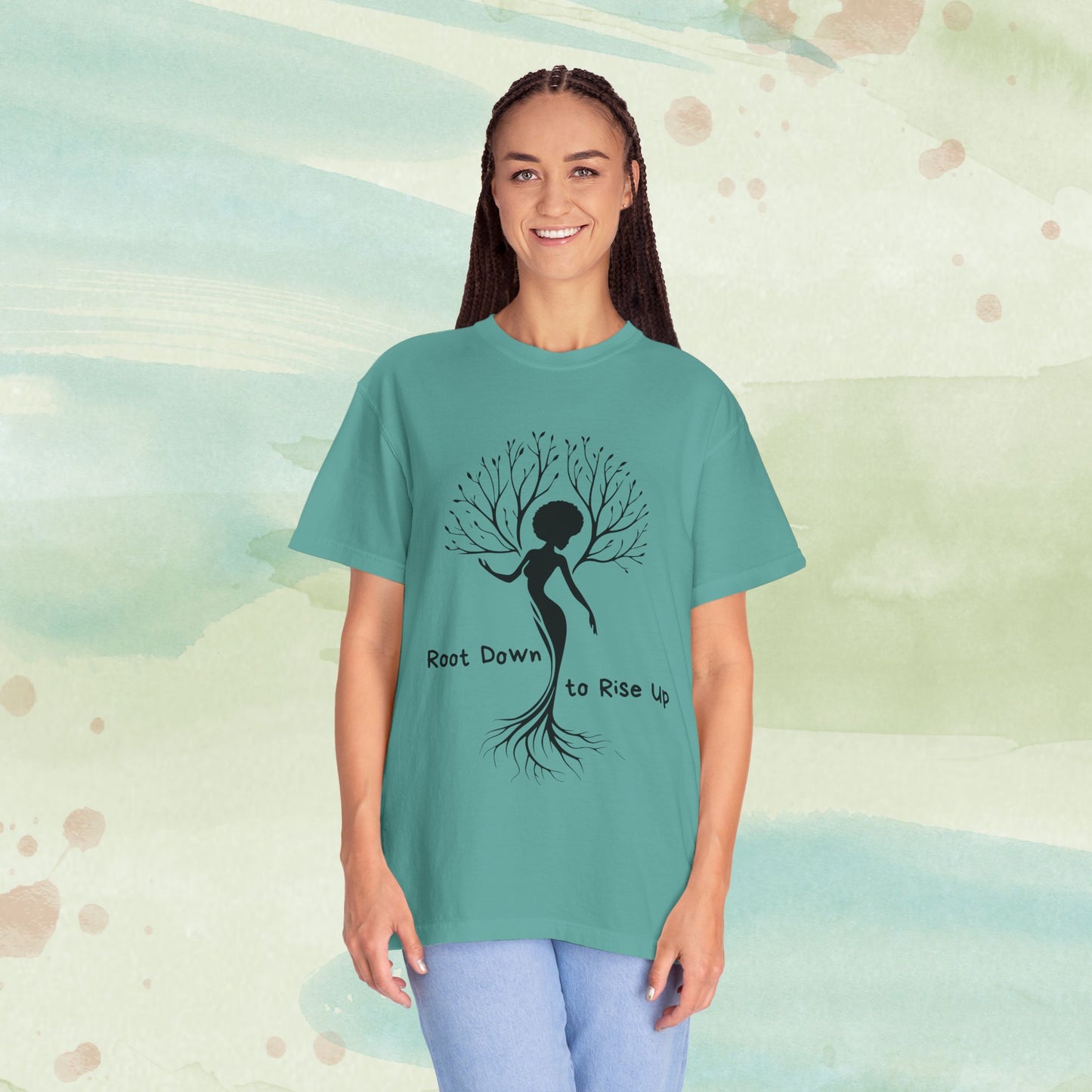 Root Down to Rise Up | Vintage Comfort Colors Yoga Tee | Grounding Botanical Graphic Shirt
