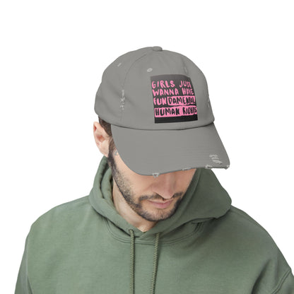 Girls Fundamental Rights Unisex Distressed Cap - Eccentricity Emporium LLC