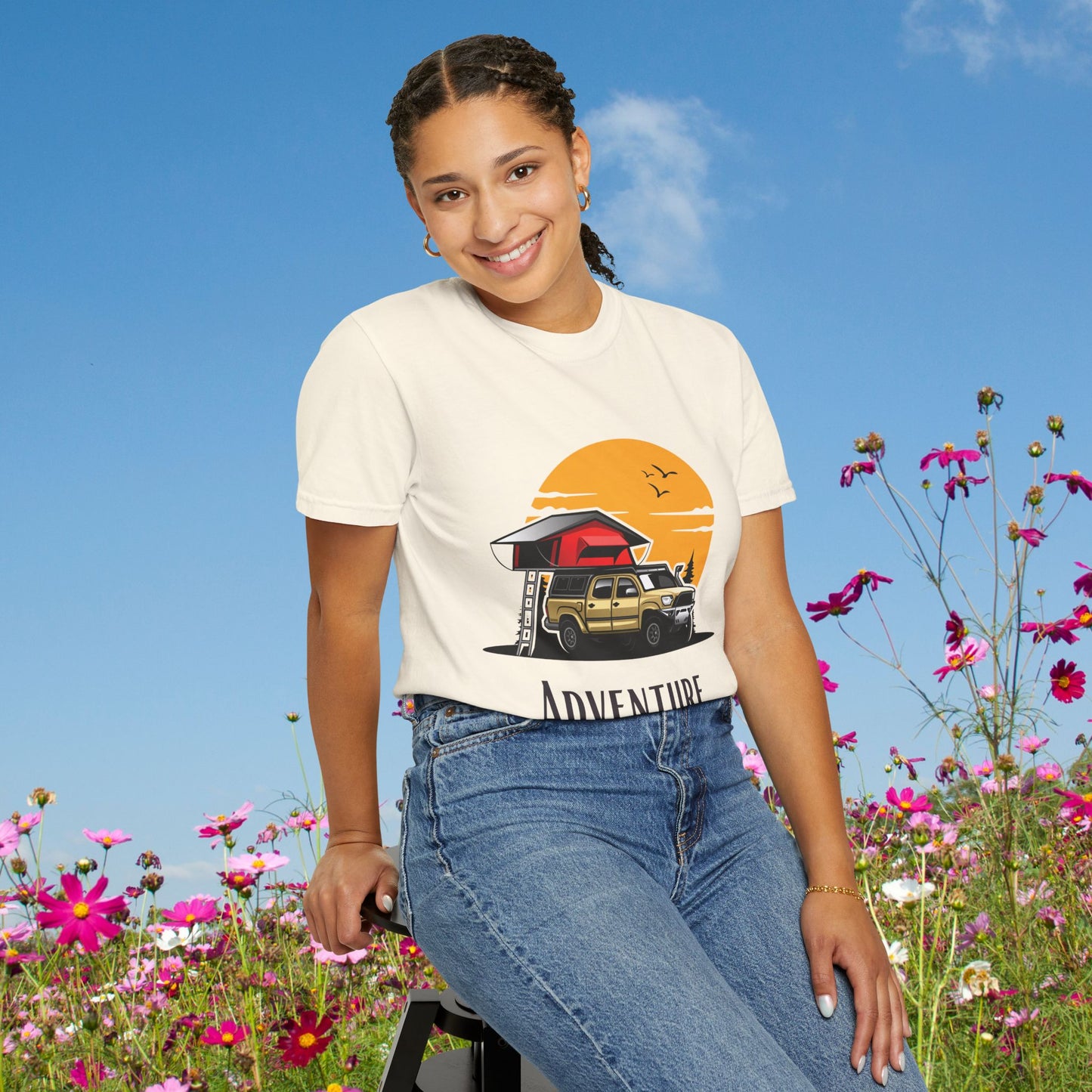 Adventure Awaits – Overland Sunset Rooftop Tent Tee