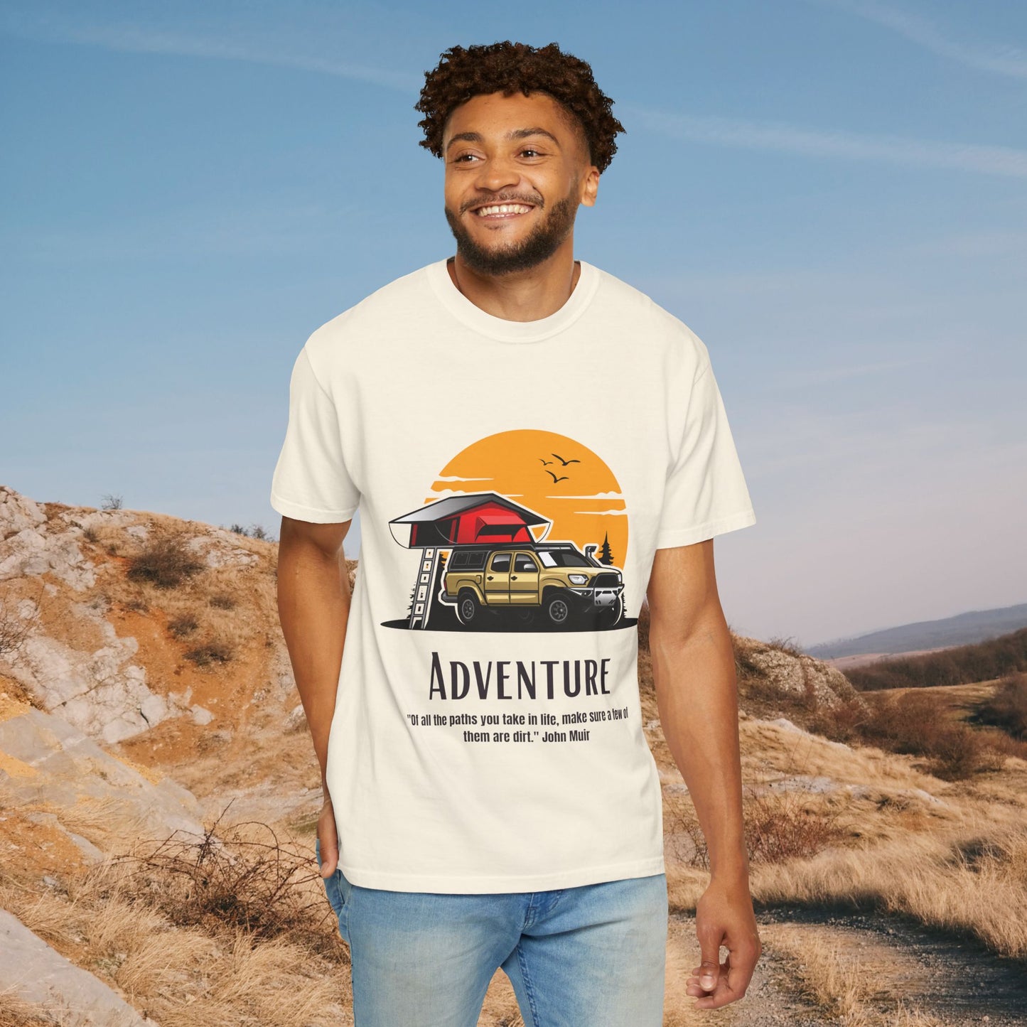 Adventure Awaits – Overland Sunset Rooftop Tent Tee