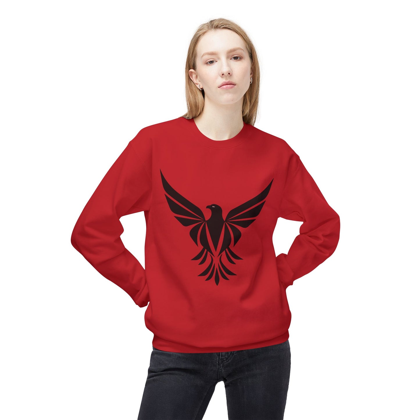 Black Eagle Unisex Midweight Softstyle Fleece Crewneck Sweatshirt - Eccentricity Emporium LLC