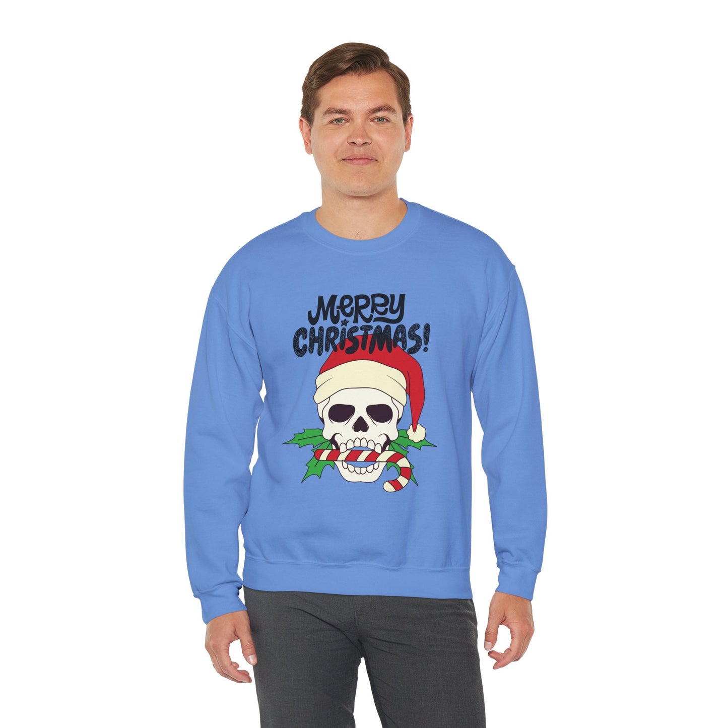 Skull & Candy Cane Cotton Unisex Heavy Blend™ Crewneck Sweatshirt