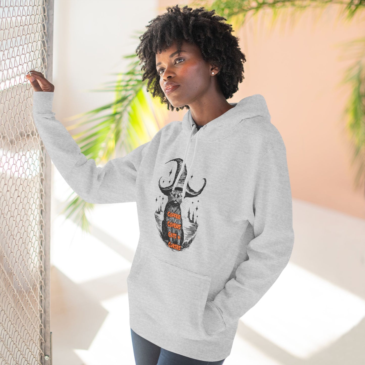 Black Cat Three-Panel Fleece Hoodie